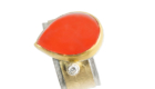 RG–24: Indonesian Orange Chalcedony, 24k gold, sterling silver, size 7 ½.