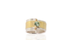 RG–108: Green Tourmaline, 22k, 24k, 18k gold, sterling silver, Size 6.5.