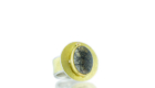 RG–114: Rutilated Quartz, 245k gold, sterling silver, size 8.0