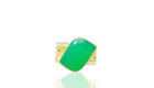 RG–111: Australian Chrysoprase, diamonds, 24k gold sterling silver, size 8.