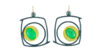 ER–156: Oxidized sterling silver, 14k 24k gold, Chrysoprase, L 1.25" x W 1.0", $300.00