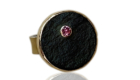 RG–205:Natural Black Jade, Pink Tourmaline, 22k, 18k gold, sterling silver, size 8.5