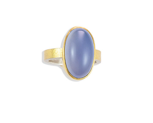 RG&ndash;401: 22k,18k gold, sterling silver, Blue Chalcedony, size 7 3/4